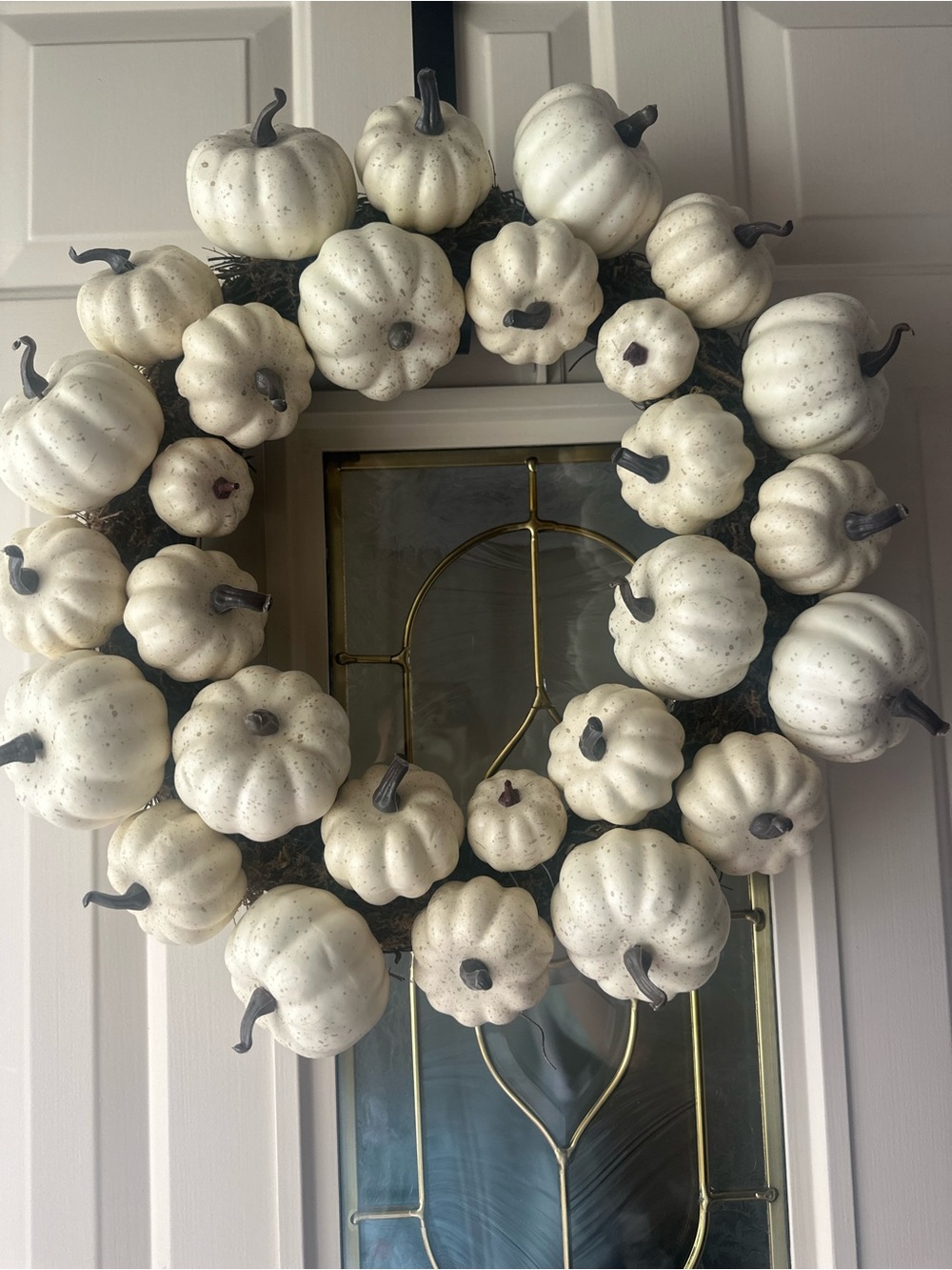 White Pumpkin Wreath Holiday Door Decor